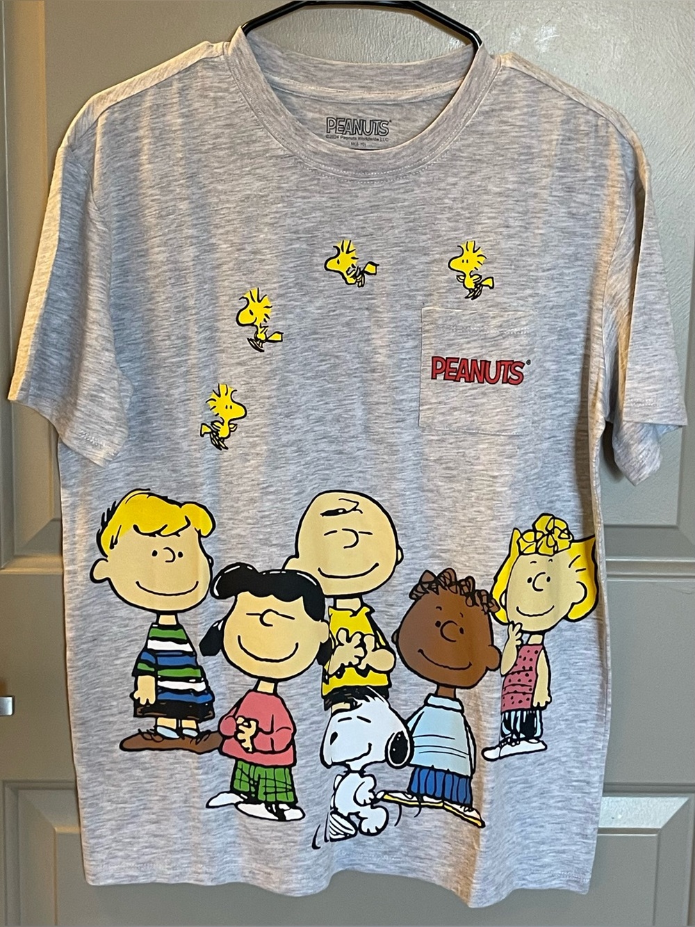 Youth Peanuts Heather Grey Pocket T Shirt M(8-10) nwot
